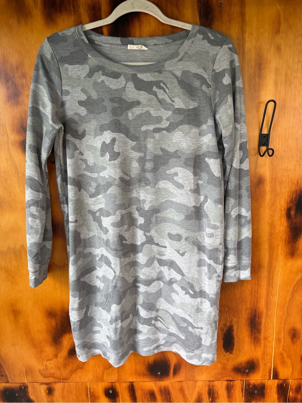 Jane and Delancey Gray Camo Crewneck Sweatshirt Dress